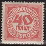 Austria - 1920 - Numbers - 40H - Red - Austria, Mercury - Scott J81 - 0